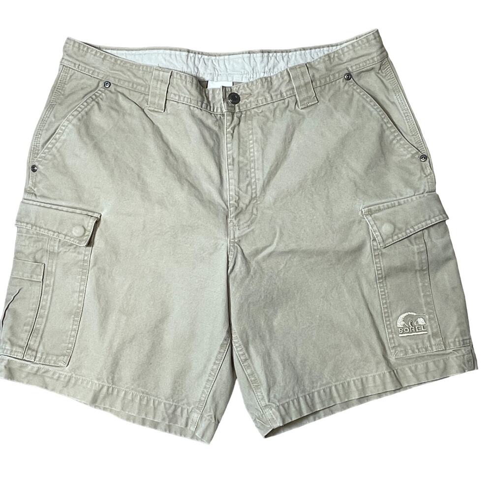 SOREL Cargo Short Men's Beige 34* Flat Front Cotton Camping Hiking Casual